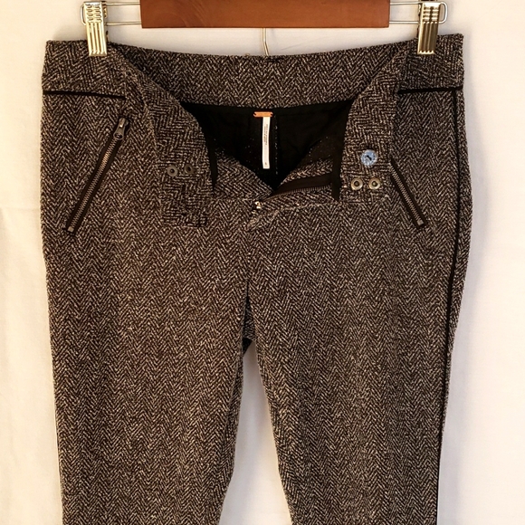 Free People Women's Herringbone Knit Slim Pants Size 6 - Picture 7 of 11